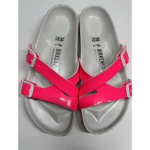 Birkenstock Yao Hex Sandals EU 38 Women's US 7 Neon Pink White Comfort Casual